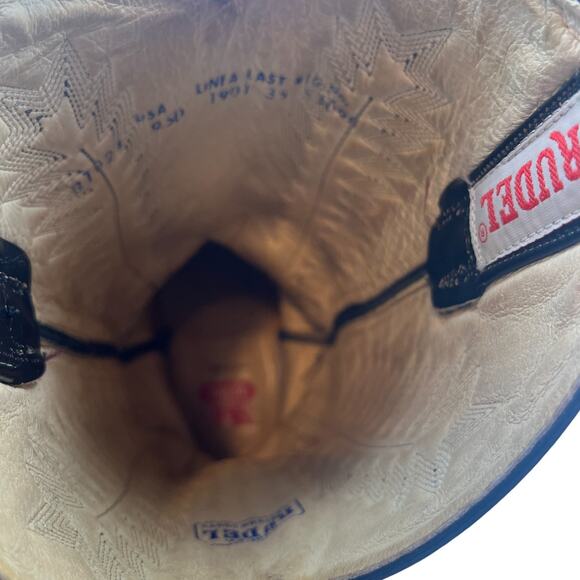 Rudel Embroidered Mid Calf Leather Rodeo Cowboy Western Boots Black Size 9.5D - Picture 5 of 8